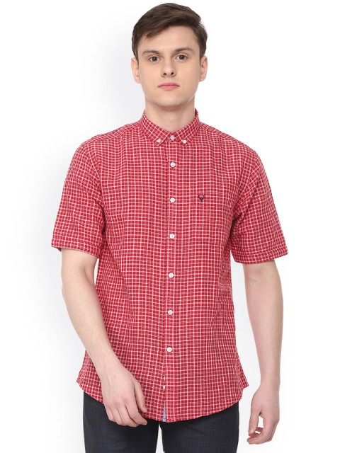 

Allen Solly Men Red & White Slim Fit Checked Casual Shirt