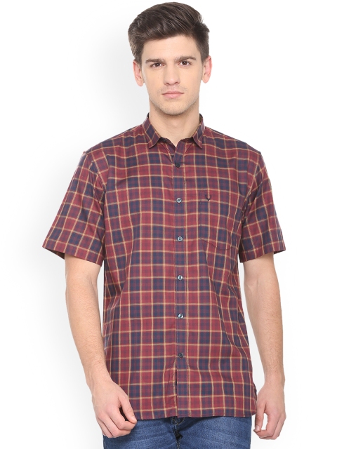 

Allen Solly Men Maroon & Blue Slim Fit Checked Casual Shirt