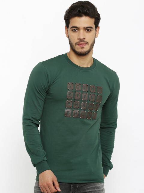

Rex Straut Jeans Men Green Printed Sweatshirt
