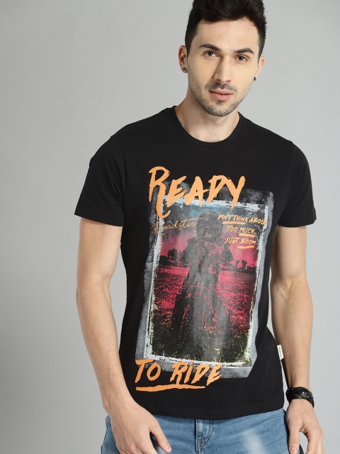 

Roadster Men Black Printed T-shirt