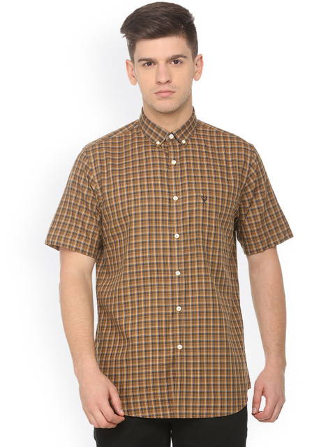 

Allen Solly Men Brown Slim Fit Checked Casual Shirt