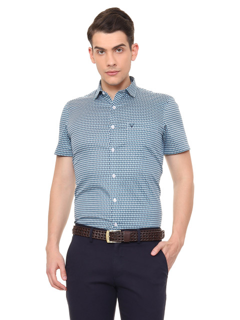 

Allen Solly Men Blue & White Slim Fit Printed Smart Casual Shirt