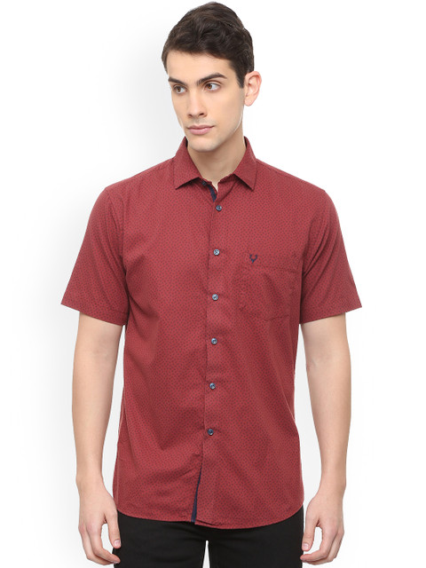 

Allen Solly Men Maroon Slim Fit Printed Casual Shirt