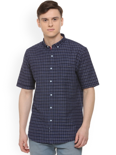 

Allen Solly Men Navy Blue Slim Fit Checked Casual Shirt