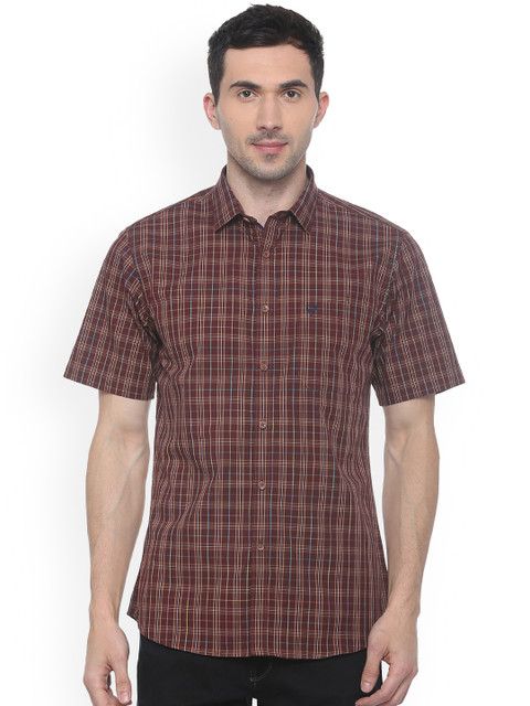 

Allen Solly Men Maroon & Brown Slim Fit Checked Casual Shirt