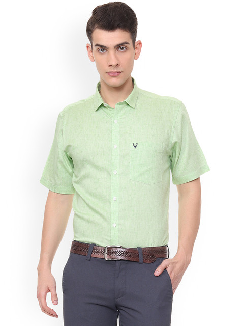 

Allen Solly Men Green Slim Fit Solid Semiformal Shirt