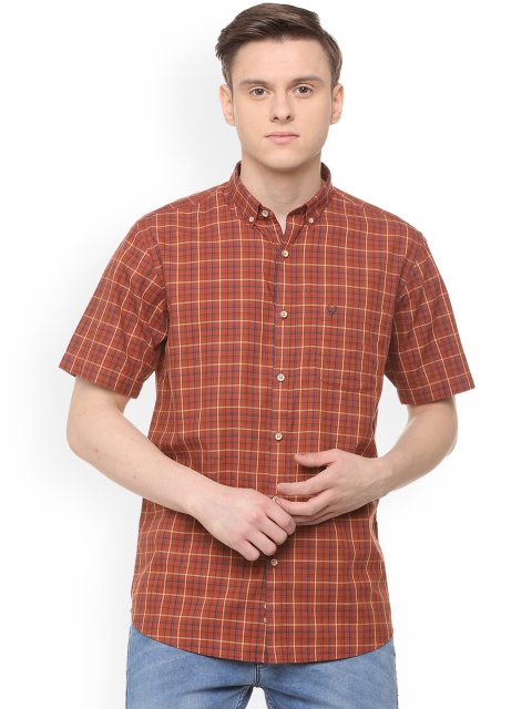 

Allen Solly Men Rust Slim Fit Checked Casual Shirt