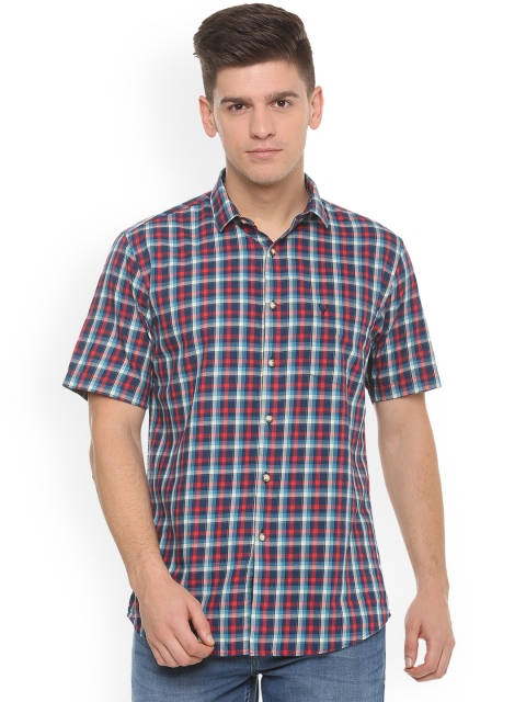 

Allen Solly Men Teal & Red Slim Fit Checked Casual Shirt