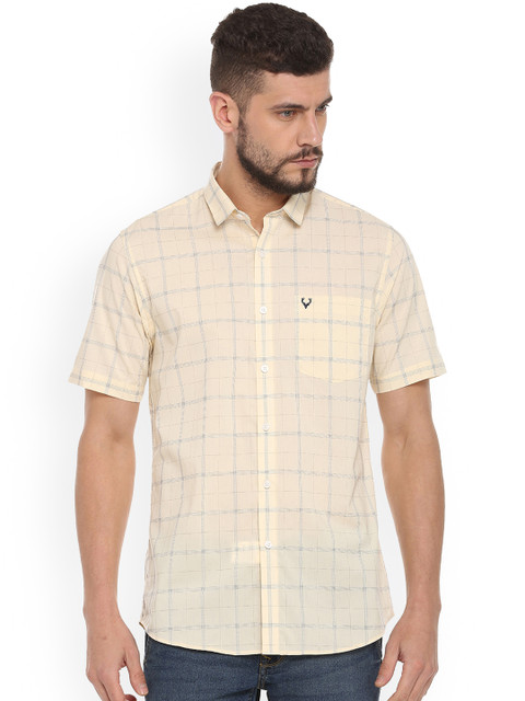 

Allen Solly Men Beige Regular Fit Checked Casual Shirt