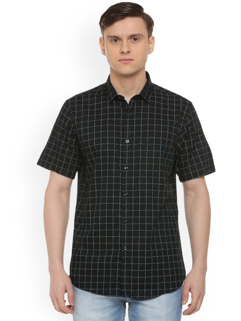 

Allen Solly Men Black & Green Regular Fit Checked Casual Shirt