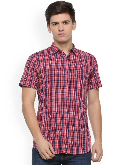 

Allen Solly Men Pink & Blue Slim Fit Checked Casual Shirt