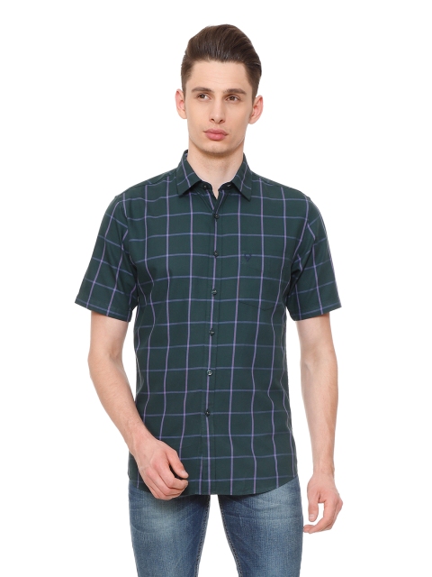 

Allen Solly Men Green & Purple Slim Fit Checked Casual Shirt