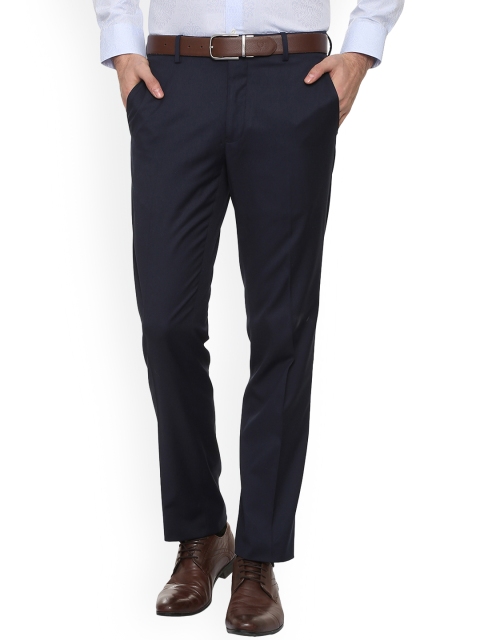 

Van Heusen Men Navy Blue Slim Fit Solid Formal Trousers