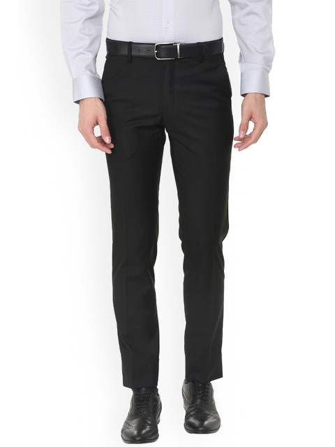 

Van Heusen Men Black Slim Fit Checked Formal Trousers