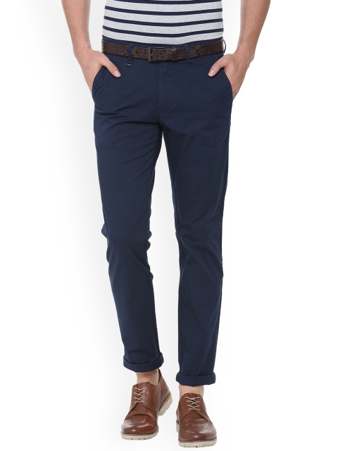 

Van Heusen Men Blue Slim Fit Solid Regular Trousers