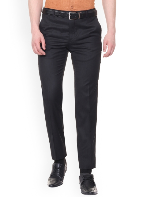 

Van Heusen Men Black Slim Fit Checked Formal Trousers