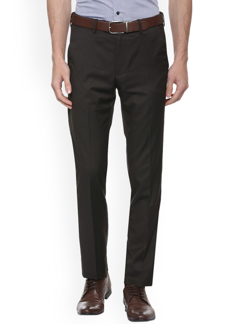 

Van Heusen Men Brown Slim Fit Self Design Formal Trousers