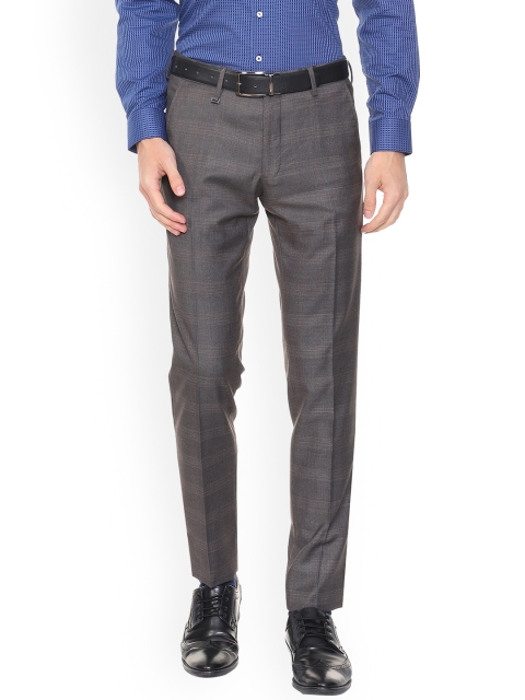 

Van Heusen Men Grey Slim Fit Checked Formal Trousers