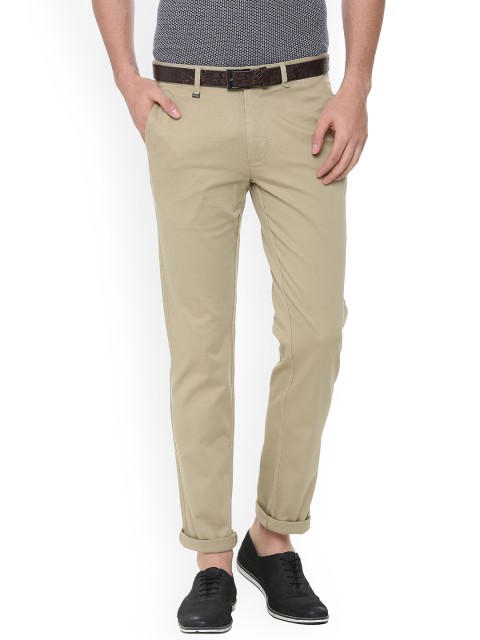 

Van Heusen Men Beige Slim Fit Self Design Regular Trousers