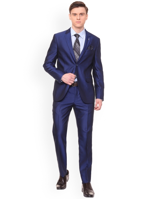

Van Heusen Men Blue Solid Single-Breasted Two Piece Suit