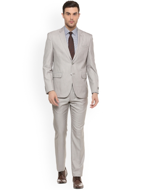 

Van Heusen Men Grey Self Design Single-Breasted Two Piece Suit