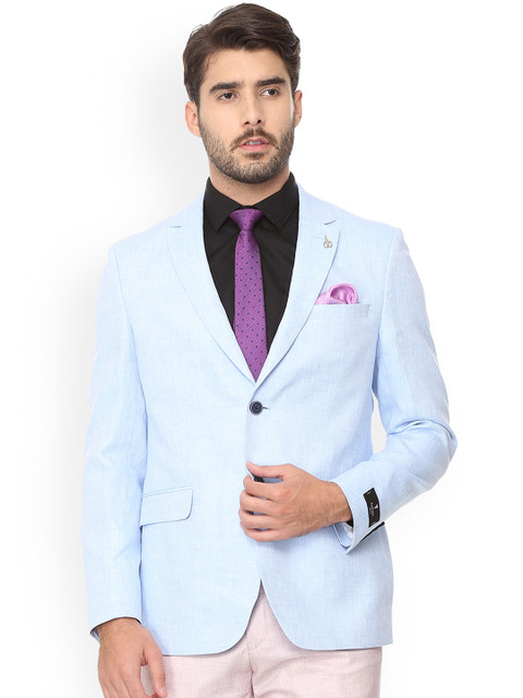 

Van Heusen Men Blue Solid Slim-Fit Single-Breasted Blazer