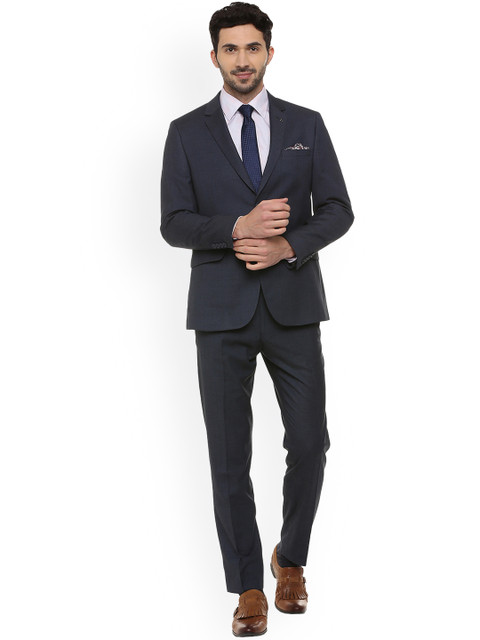 

Van Heusen Men Blue Solid Single-Breasted Two Piece Suit