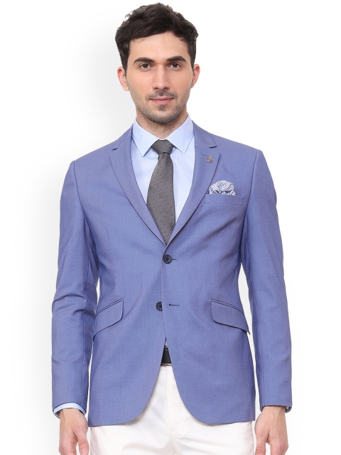 

Van Heusen Men Blue Solid Slim-Fit Single-Breasted Blazer