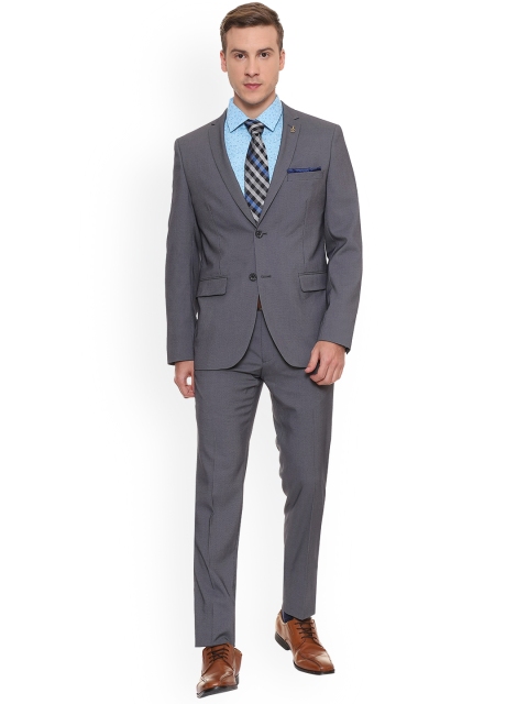 

Van Heusen Men Grey Solid Single-Breasted Two Piece Suit