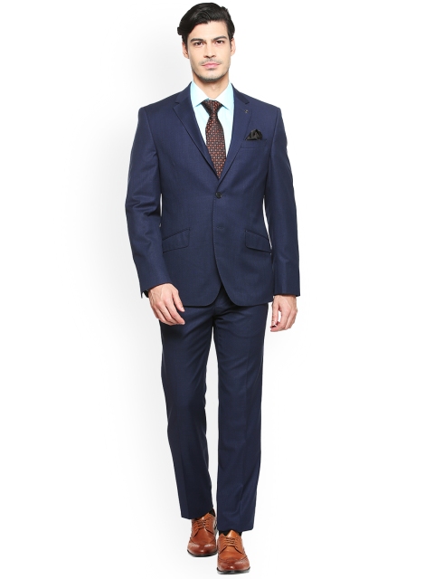 

Van Heusen Men Blue Solid Single-Breasted Two Piece Suit