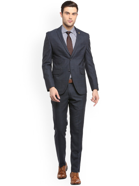 

Van Heusen Men Grey Checked Single-Breasted Two Piece Suit