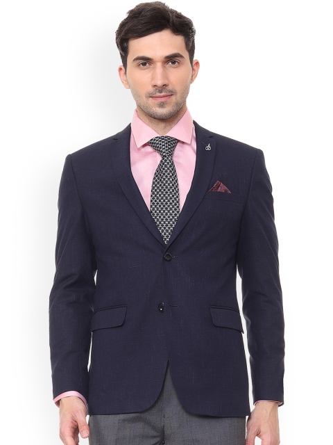 

Van Heusen Men Blue Self Design Slim-Fit Single-Breasted Blazer