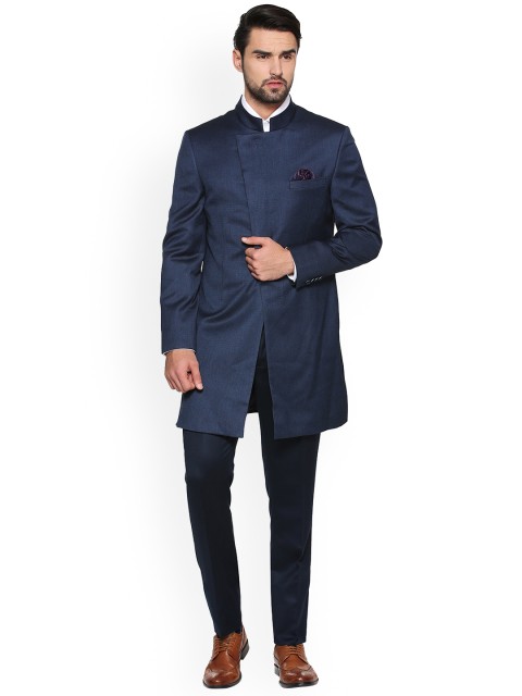 

Van Heusen Men Blue Solid Single-Breasted Two Piece Suit