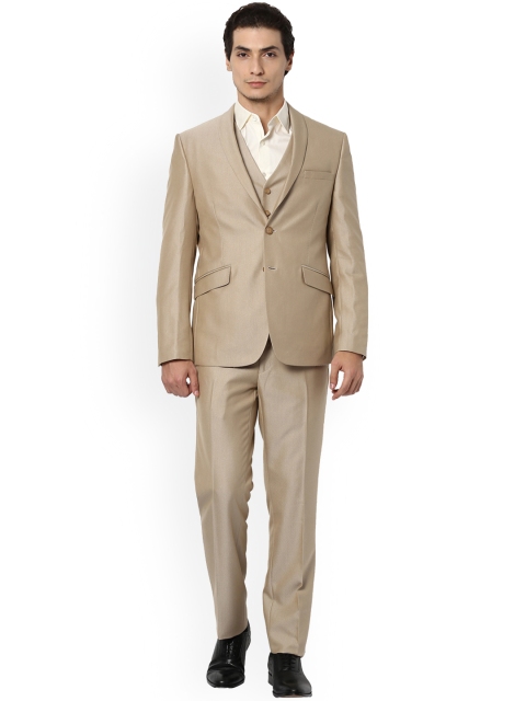 

Van Heusen Men Beige Solid Tuxedo Three Piece Suit