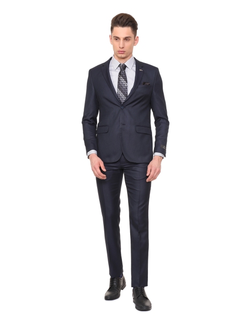 

Van Heusen Men Navy Blue Solid Single-Breasted Two Piece Suit