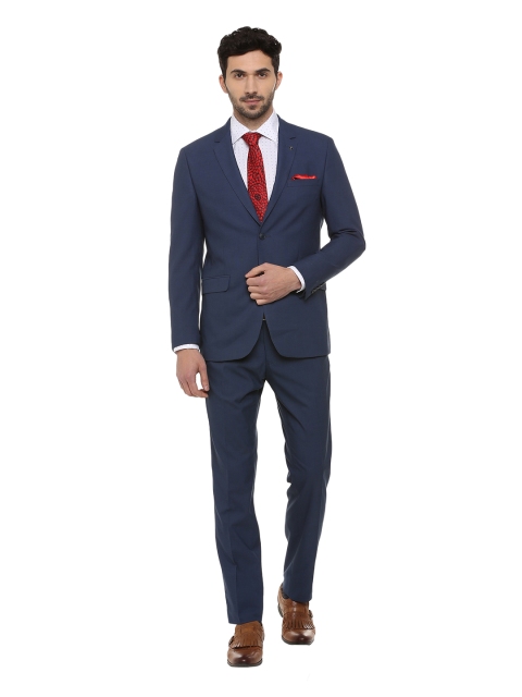 

Van Heusen Men Blue Solid Single-Breasted Two Piece Suit