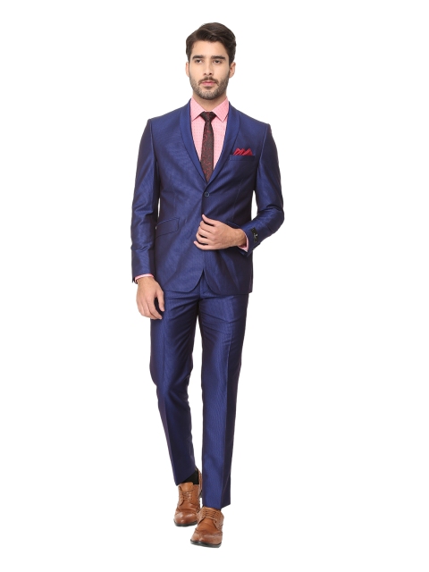 

Van Heusen Men Blue Self Design Tuxedo Two Piece Suit