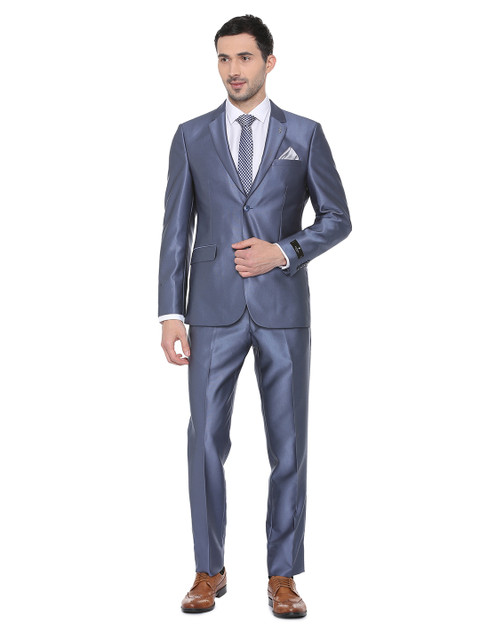 

Van Heusen Men Blue Solid Single-Breasted Two Piece Suit