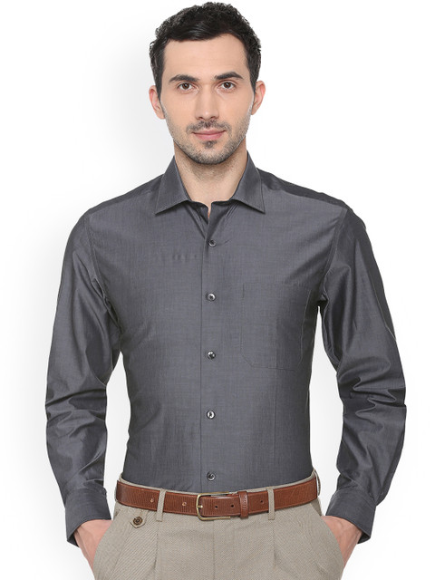 

Louis Philippe Men Grey Slim Fit Self Design Formal Shirt