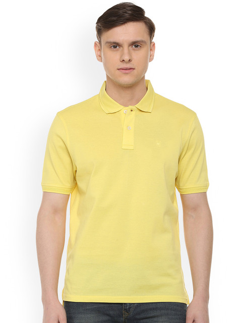 

Louis Philippe Men Yellow Solid Polo Collar T-shirt