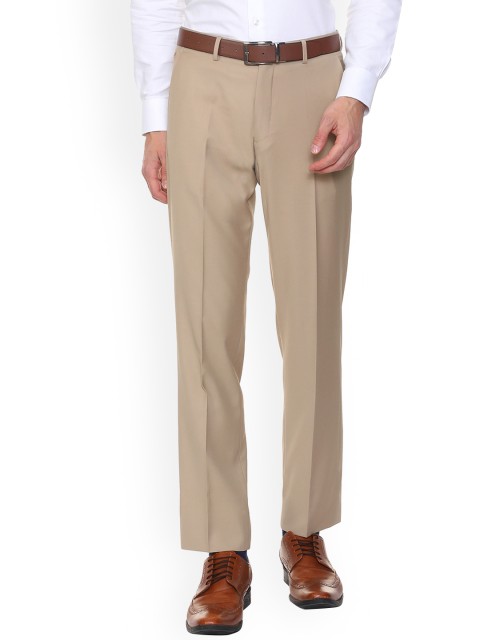 

Louis Philippe Men Beige Regular Fit Solid Formal Trousers