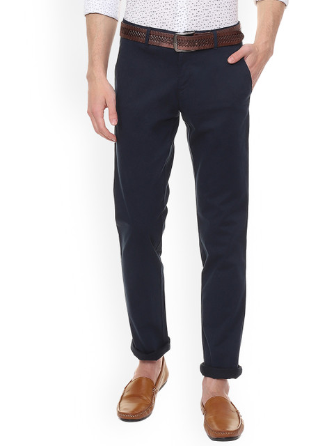 

Louis Philippe Men Blue Slim Fit Solid Regular Trousers