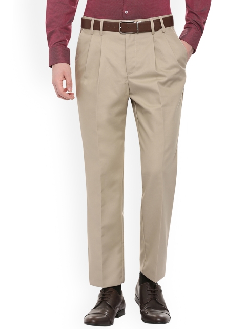 

Louis Philippe Men Beige Regular Fit Solid Formal Trousers