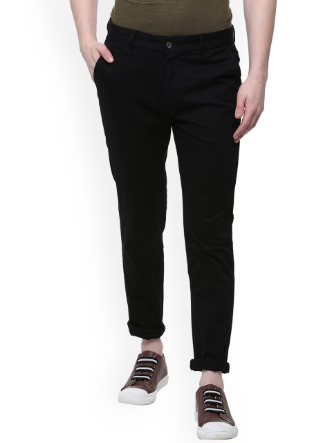 

People Men Black Slim Fit Solid Regular Trousers