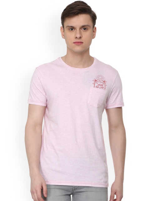 

People Men Pink Solid Round Neck T-shirt