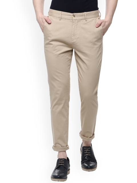 

People Men Beige Slim Fit Solid Regular Trousers
