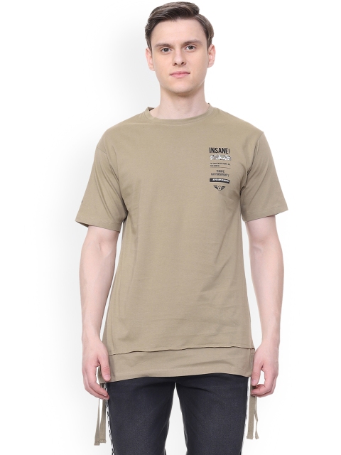 

People Men Brown Solid Round Neck T-shirt