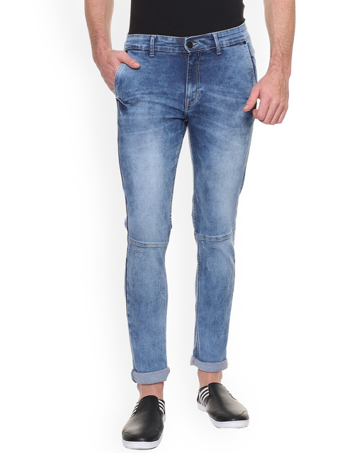 

People Men Blue Slim Fit Mid-Rise Clean Look Stretchable Jeans