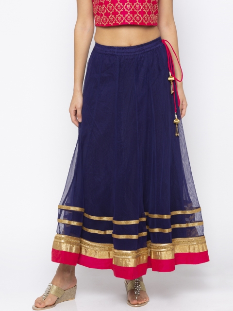 

Globus Women Navy Blue Solid Flared Net Flared Skirt