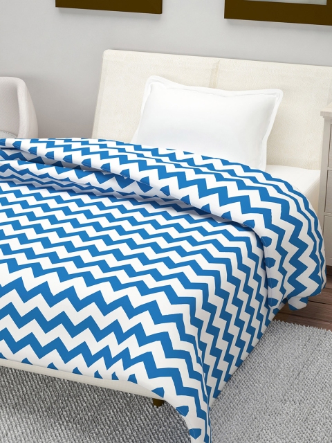 

Divine Casa White & Blue Striped AC Room 110 GSM Single Bed Quilt